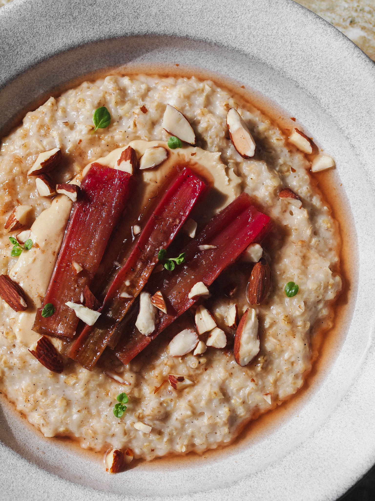 Cardamom Roasted Rhubarb Healthy Steel Cut Oatmeal