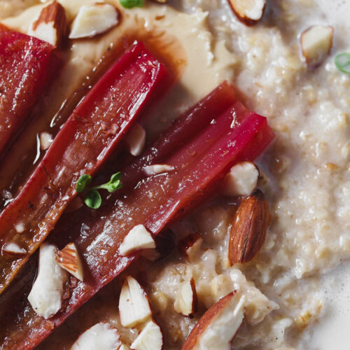 Cardamom Roasted Rhubarb Healthy Steel Cut Oatmeal