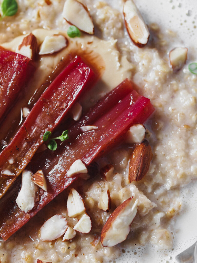 Cardamom Roasted Rhubarb Healthy Steel Cut Oatmeal