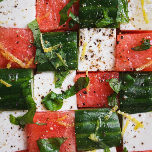 Healthy Watermelon Feta Mint Cucumber Salad