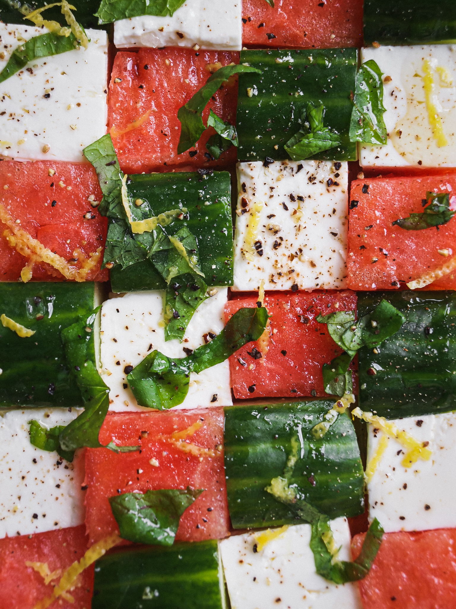 Healthy Watermelon Feta Mint Cucumber Salad