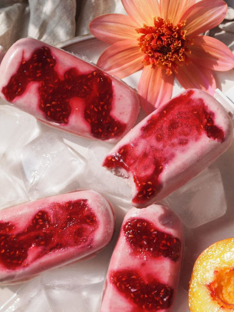 Healthy Peach Raspberry Creamy Vegan Popsicles