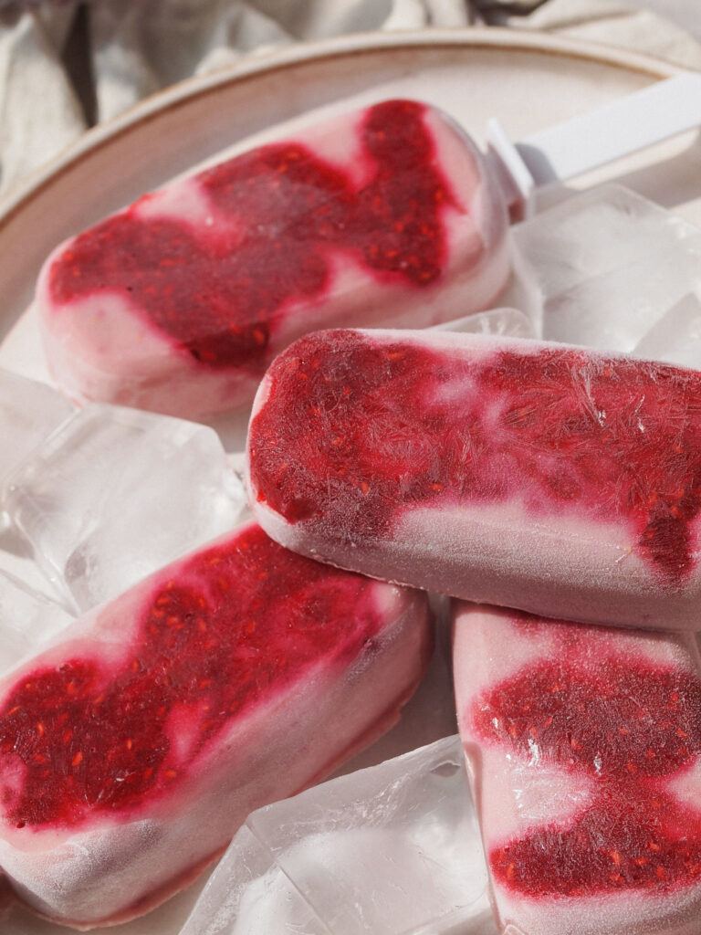 Healthy Peach Raspberry Creamy Vegan Popsicles