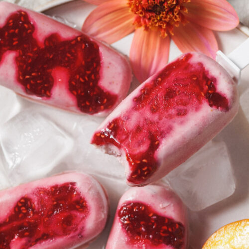 Healthy Peach Raspberry Creamy Vegan Popsicles