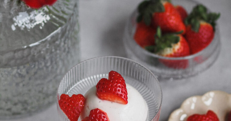 Strawberries and Cream Vegan Panna Cotta (Gluten free)