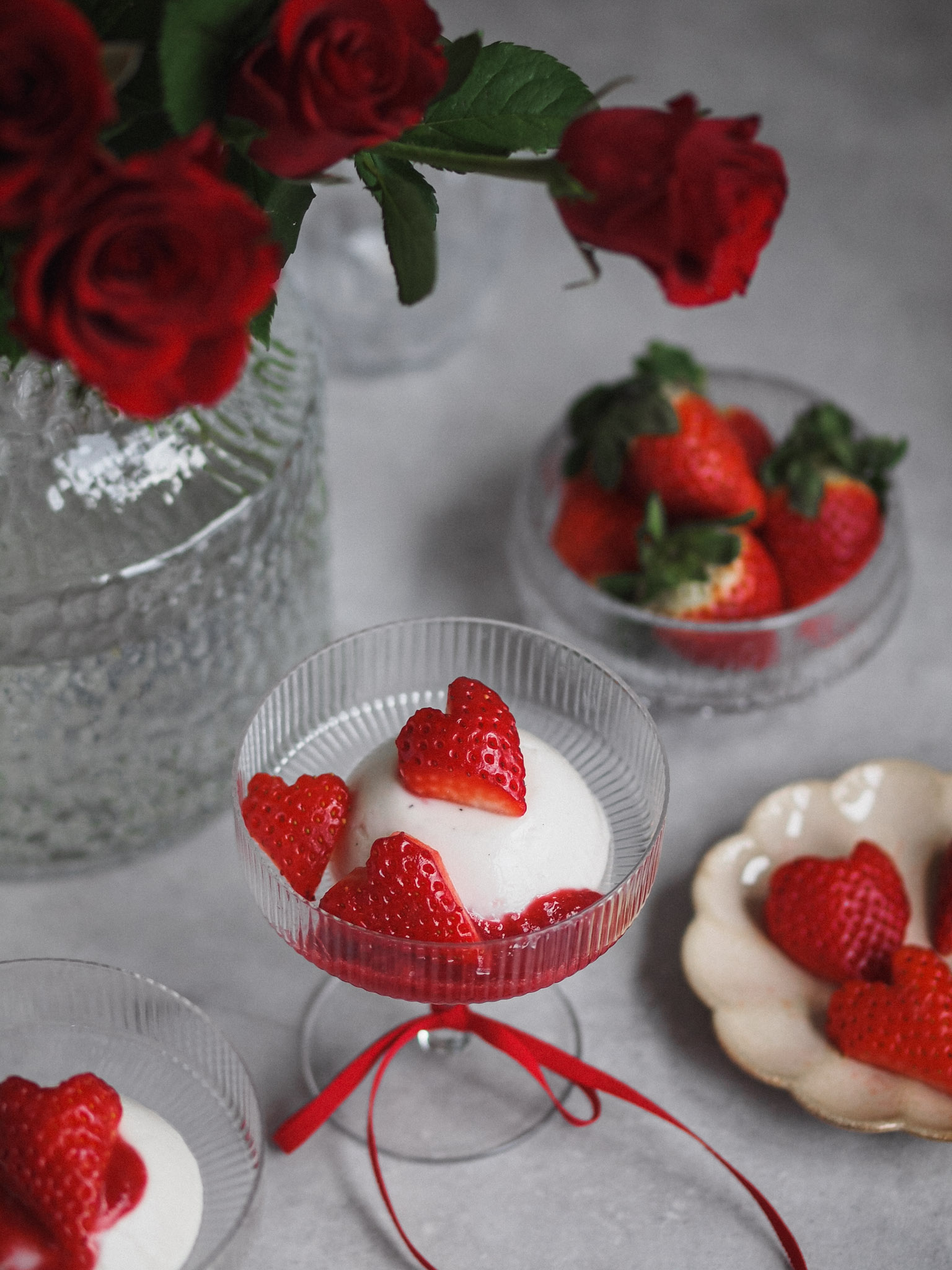 Strawberries and Cream Vegan Panna Cotta (Gluten free)