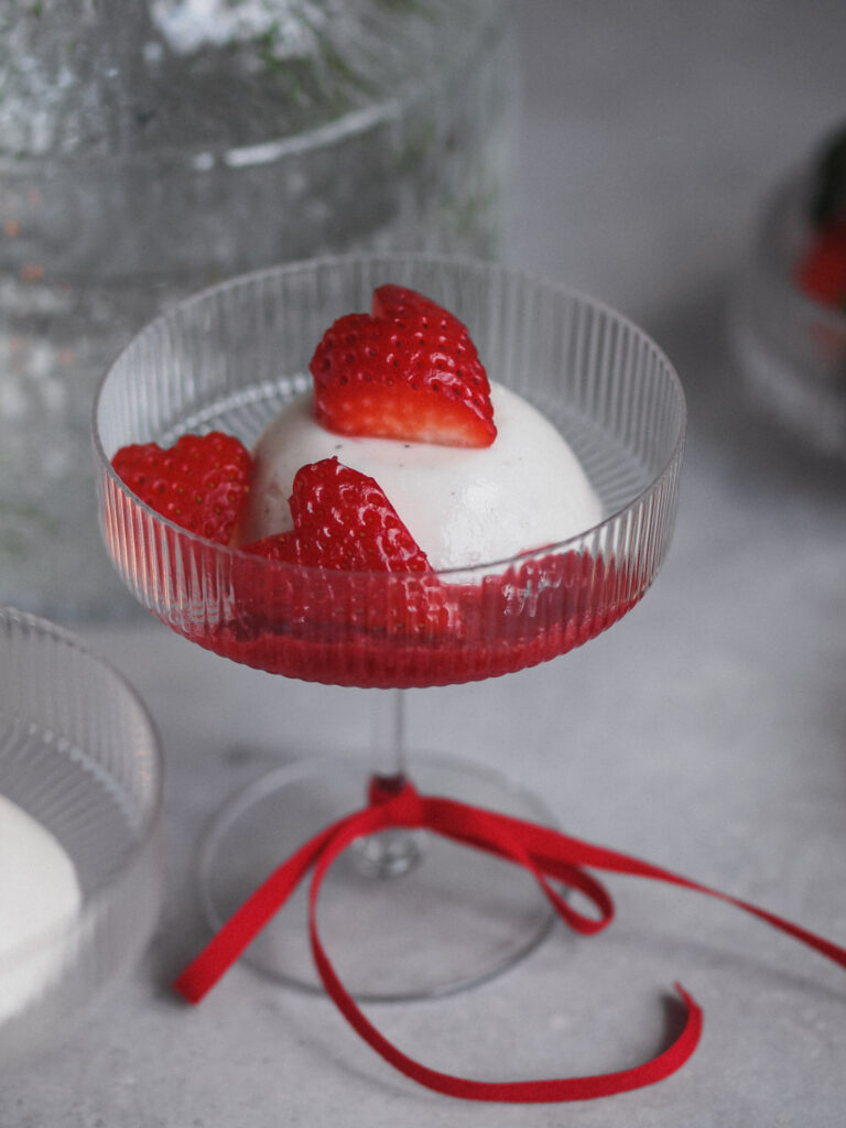 Strawberries and Cream Vegan Panna Cotta