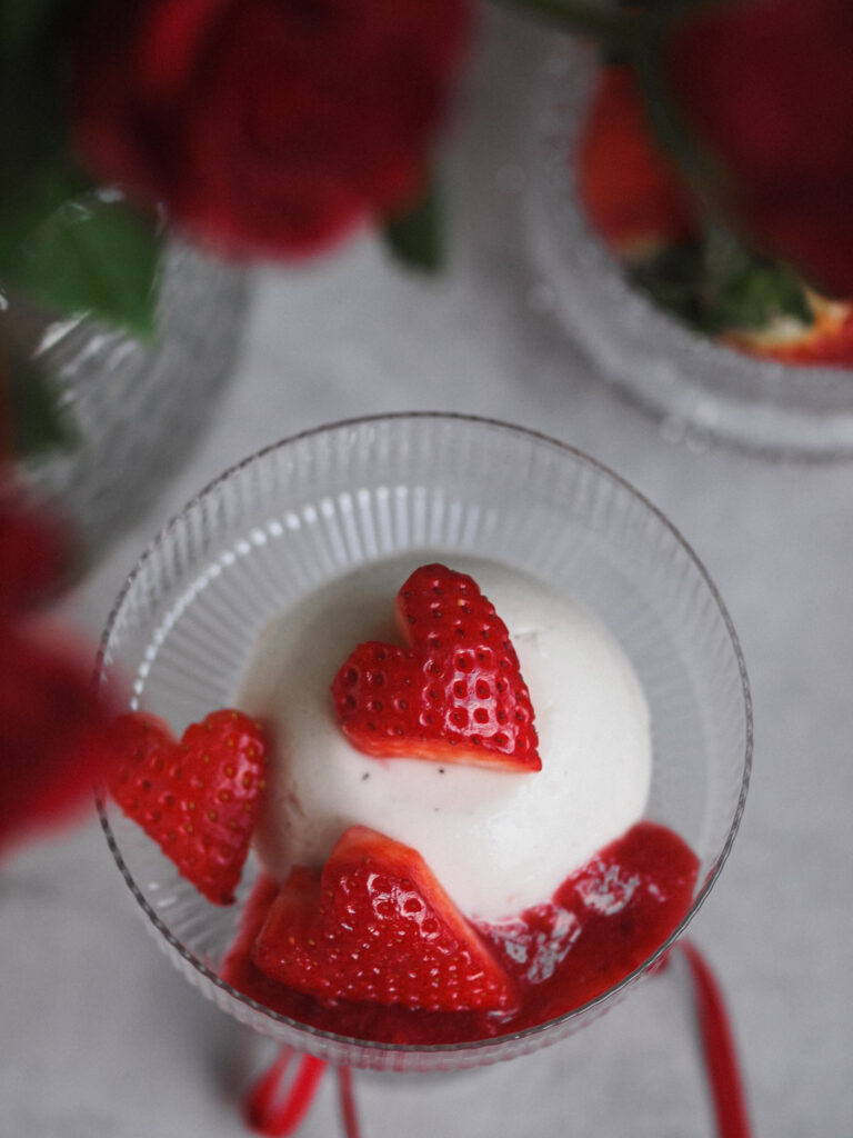 Strawberries and Cream Vegan Panna Cotta