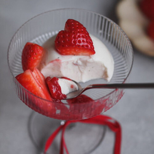 Strawberries and Cream Vegan Panna Cotta