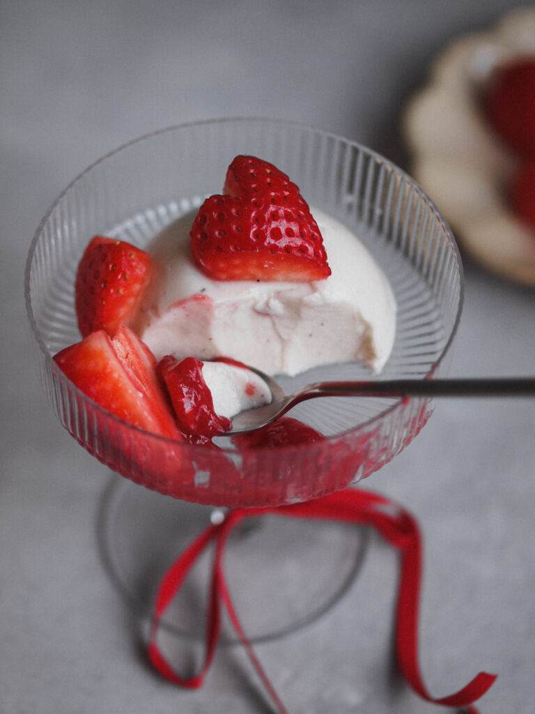 Strawberries and Cream Vegan Panna Cotta