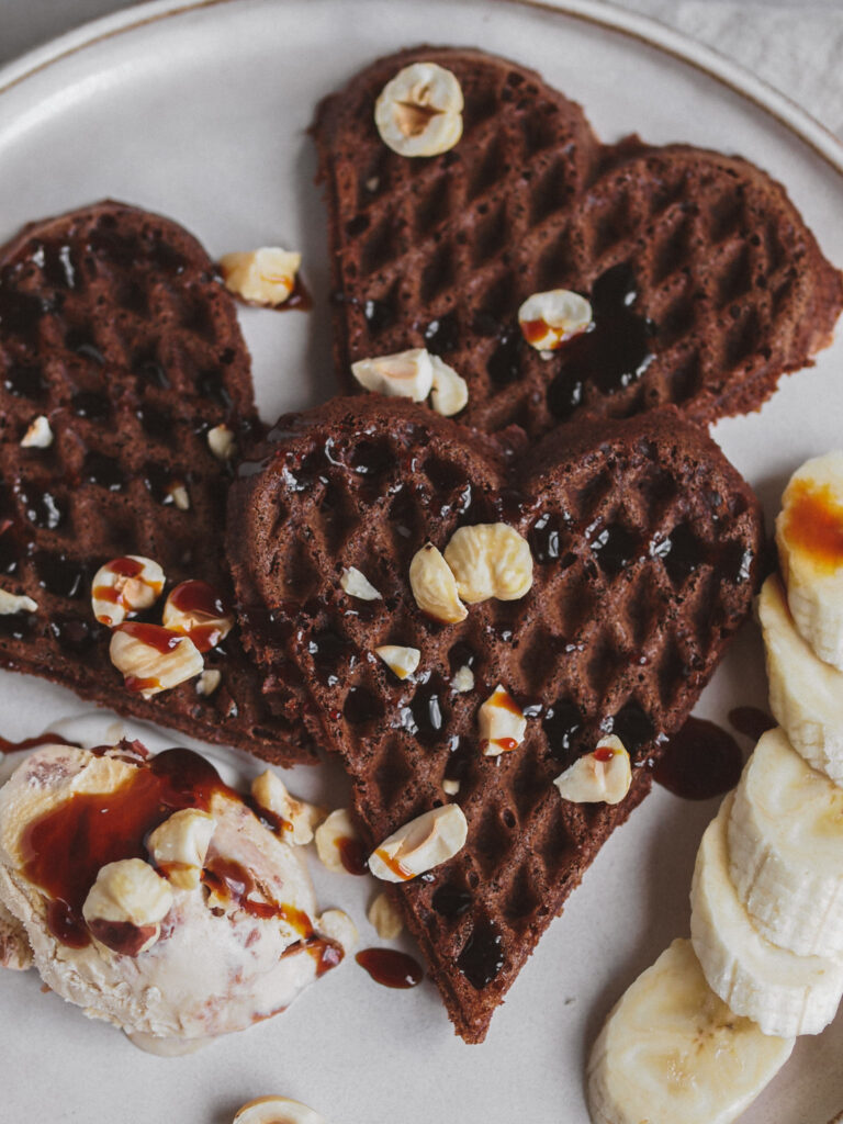 chocolate hazelnut rye vegan waffles