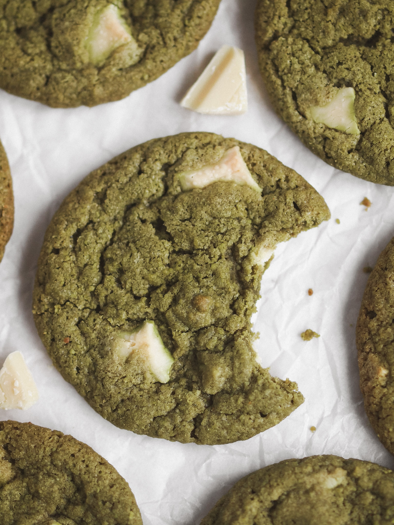 Chewy White Chocolate Matcha Vegan Cookies (Small Batch)