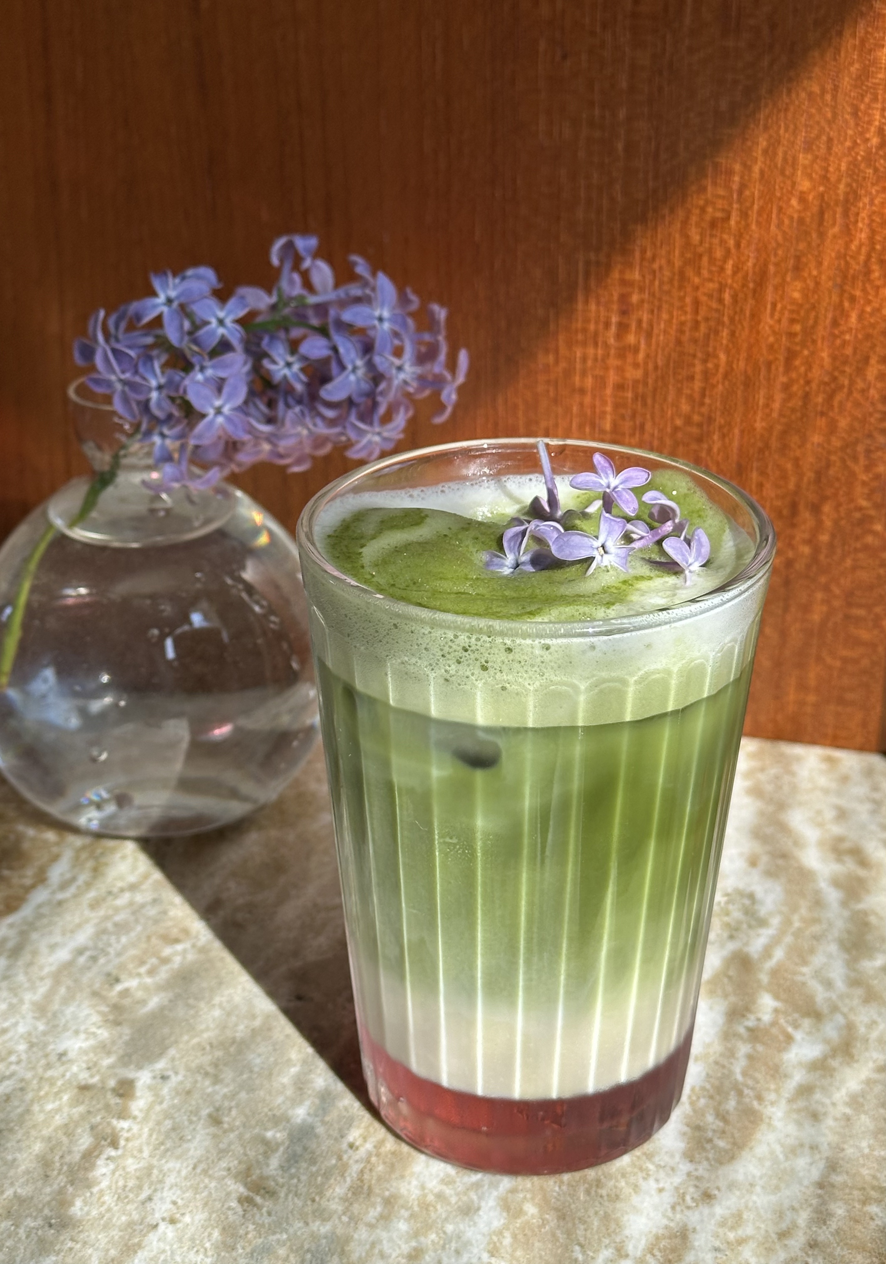 Lilac Iced Matcha Latte (Vegan + Gluten Free)