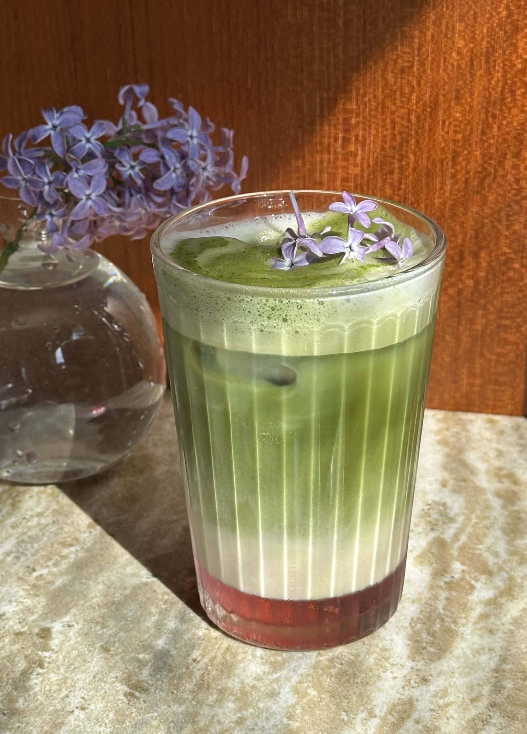 Lilac Iced Matcha Latte (Vegan + Gluten Free)