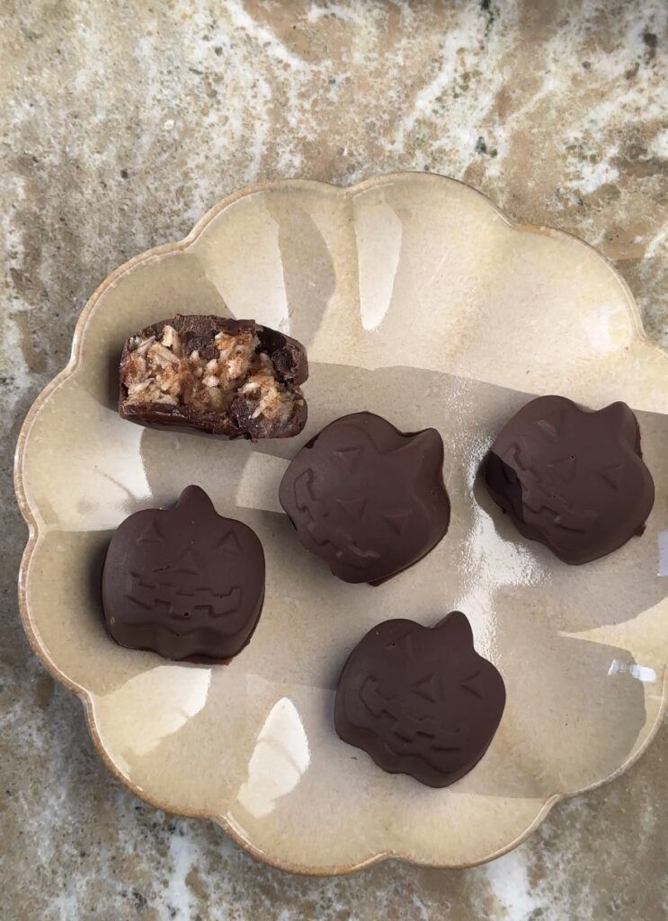 salted maple caramel coconut chocolates with bite